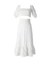 Reformation Yucca Top And Skirt Set In White Linen In White
