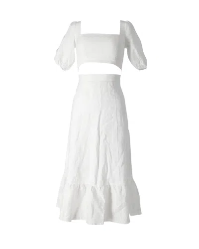 Reformation Yucca Top And Skirt Set In White Linen