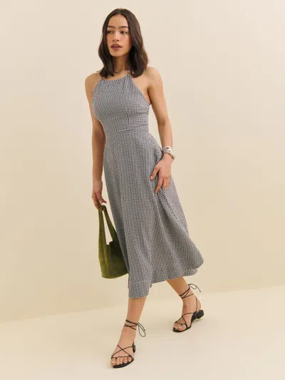 Reformation Yuliy Dress In Black And White Check