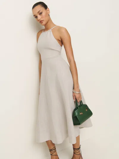 Reformation Yuliy Linen Dress In Oatmeal