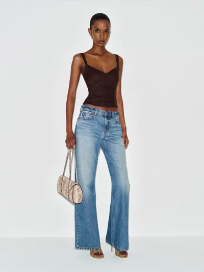 Reformation Yuri Linen Top Brown 12 In Blue