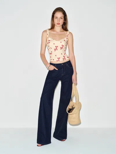 Reformation Yuri Linen Top Ivory 0 In Pattern