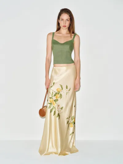 Reformation Yuri Linen Top Jade Green 12