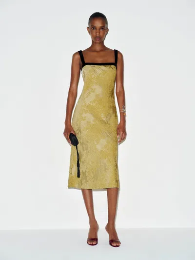 Reformation Zahara Dress Gold Jacquard 0 In Yellow