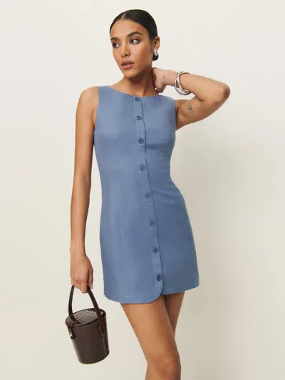 Reformation Zarae Linen Dress In Cornflower