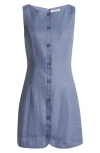 Reformation Zarae Linen Minidress In Cornflower