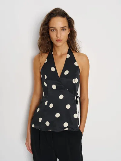 Reformation Zavi Silk Top In Black