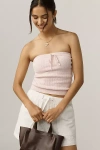 Reformation Zazie Cotton-blend Strapless Sweater Tube Top In Pink