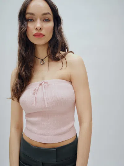 Reformation Zazie Cotton Strapless Sweater In Cherry Blossom