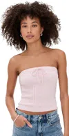 Reformation Zazie Cotton Strapless Sweater Cherry Blossom In Pink