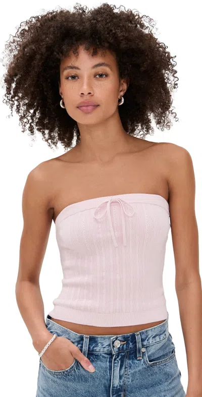 Reformation Zazie Cotton Strapless Sweater Cherry Blossom In Pink