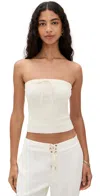 Reformation Zazie Cotton-blend Strapless Sweater Tube Top In White