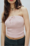 Reformation Zazie Cotton-blend Strapless Sweater Tube Top In Pink