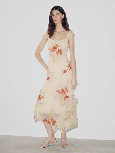 Reformation Zea Dress Ivory 2 In Brown