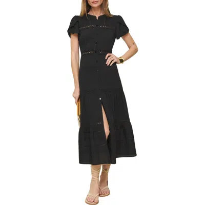 Reformation Zebrina Flutter Sleeve Dress In Black