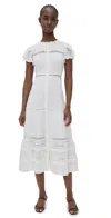 Reformation Woodson Lace Inset Button Front Maxi Dress In White