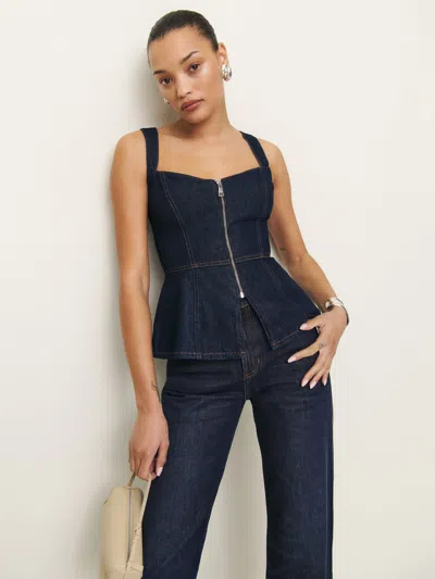 Reformation Zeta Denim Top In Grenada