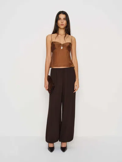 Reformation Pantalon Zia Marron L In Brown