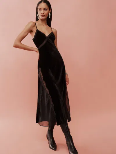 Reformation Ziah Velvet Dress In Black