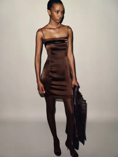 Reformation Ziba Silk Dress Brown 0