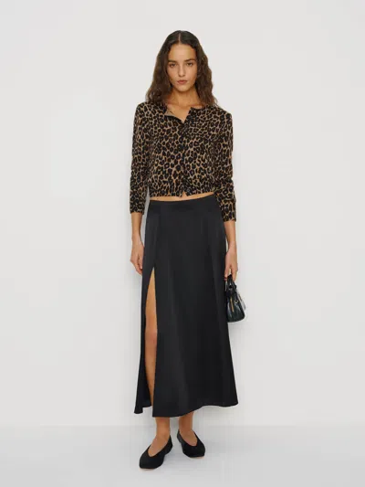 Reformation Zoe Silk Skirt Black 12