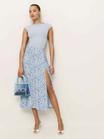 Reformation Zoe Skirt In Blue Daisy