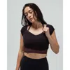 Reformer Ribbed Cap Sleeve Crop Top In Purple