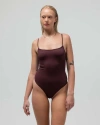 Reformer The Ribbed Bodysuit In Burgundy