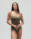 Reformer The Ribbed Bodysuit In Green