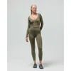 Reformer The V-neck Long Sleeve Crop Top In Green