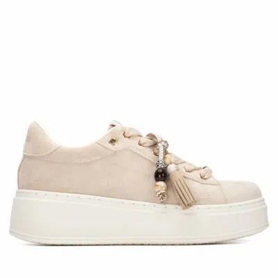 Refresh Women's Casual Platform Suede Sneakers In Beige In Brown