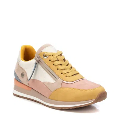 Refresh Women's Leather Trainers Sneaker In Beige In Sand