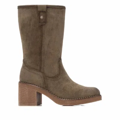Refresh Women's Suede Block Heel Boots In Khaki In Multi