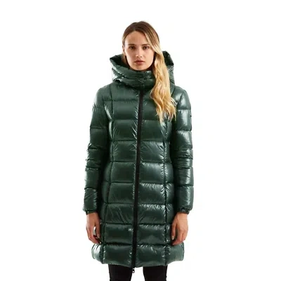 Pre-owned Refrigiwear Chic Long Down Jacket With Maxi Hood In Green