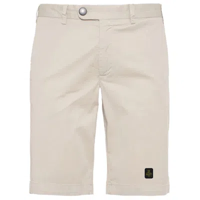 Refrigiwear Elegant Beige Bermuda Shorts With Logo Patch In Neutral