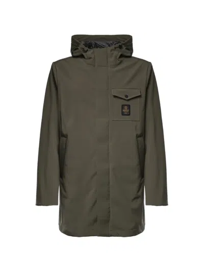 Refrigiwear Hooded Logo-patch Coat In Green