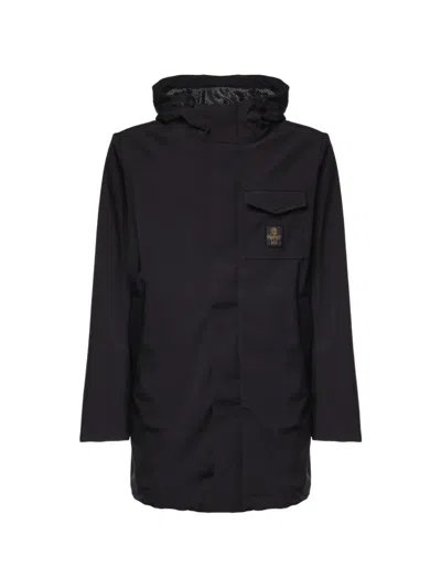 Refrigiwear Logo-patch Hooded Coat In Black