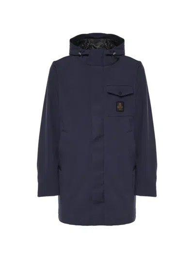 Refrigiwear Logo-patch Hooded Coat In Blue