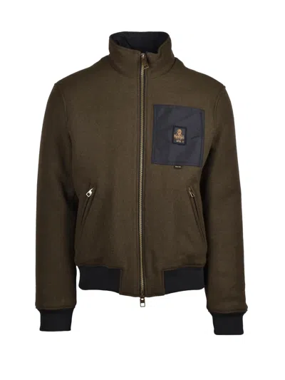 Refrigiwear Wool Blend Bomber Jacket With Zip Closure And Padded Interior In Green