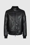 Refrigue Black Leather Jacket In Black