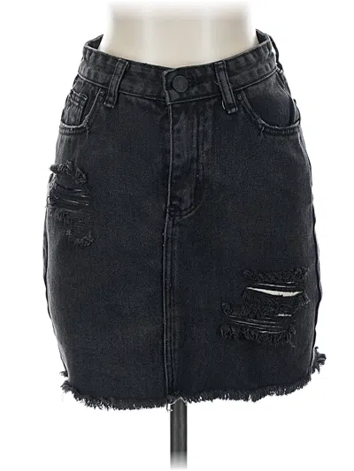 Pre-owned Refuge Denim Skirt In Black