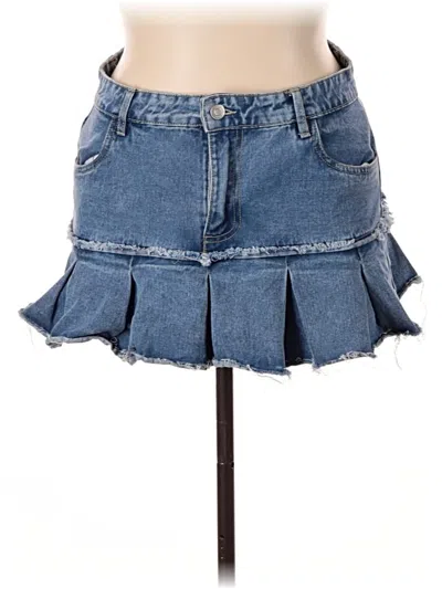 Pre-owned Refuge Denim Skirt In Blue