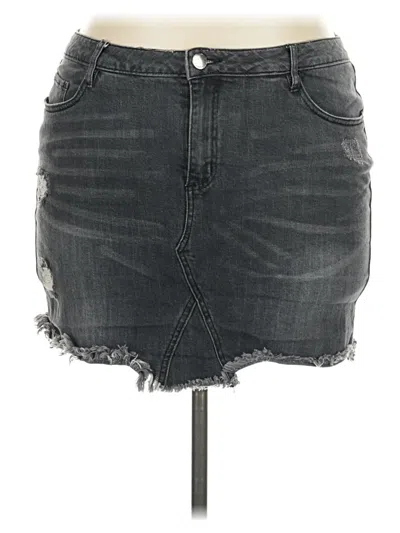 Pre-owned Refuge Denim Skirt In Gray