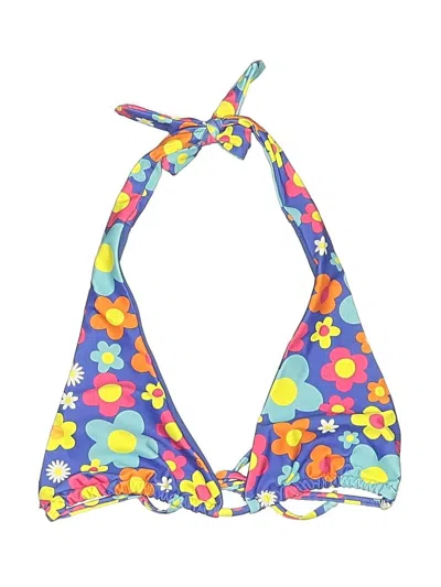 Pre-owned Refuge Swimsuit Top Blue Floral Pattern Swimwear