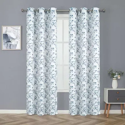 Regal Home Collections, Inc. Regal Home Arlo Grommet Top Energy Saving Blackout Set Of 2 Curtain Panel In Blue
