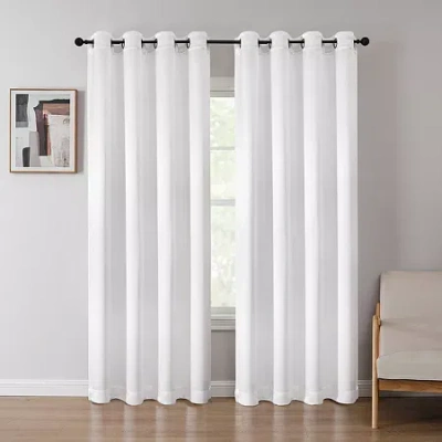Regal Home Collections, Inc. Regal Home Ashby Grommet Top Embossed Blackout Single Curtain Panel In White