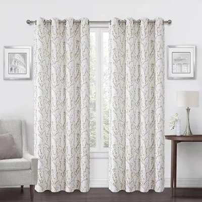 Regal Home Collections, Inc. Regal Home Ayden Blossom Grommet Top Energy Saving Blackout Single Curtain Panel In Yellow