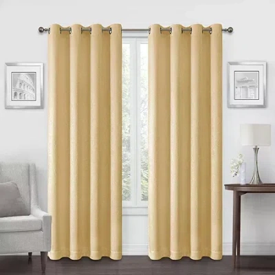 Regal Home Collections, Inc. Regal Home Ayden Solid Grommet Top Energy Saving Blackout Single Curtain Panel In Yellow
