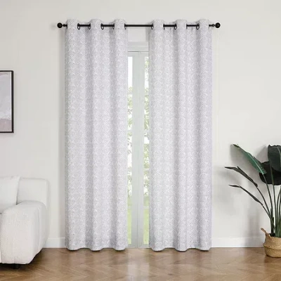 Regal Home Collections, Inc. Regal Home Brodie Printed Grommet Top Energy Saving Blackout Set Of 2 Curtain Panel In Sand