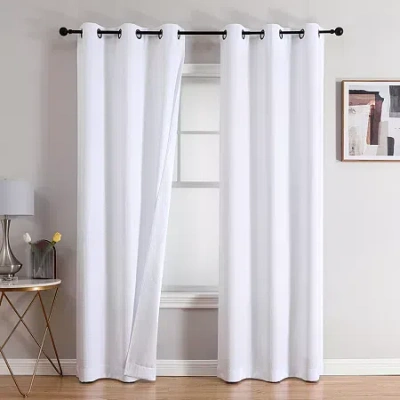Regal Home Collections, Inc. Regal Home Callisto Grommet Top Blackout Set Of 2 Curtain Panel In White